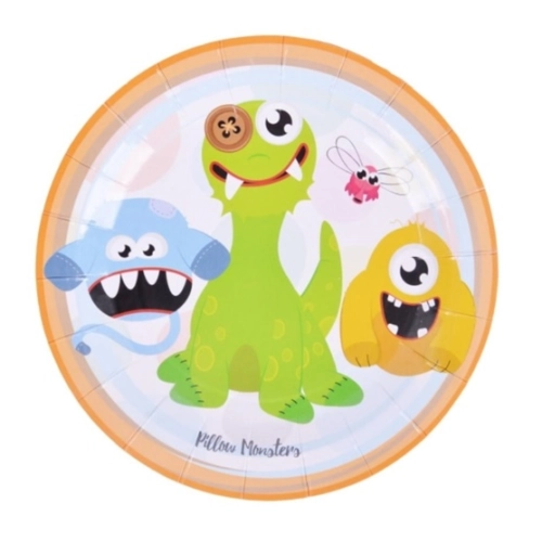 Talerzyki kolorowe jednorazowe Monster 8x